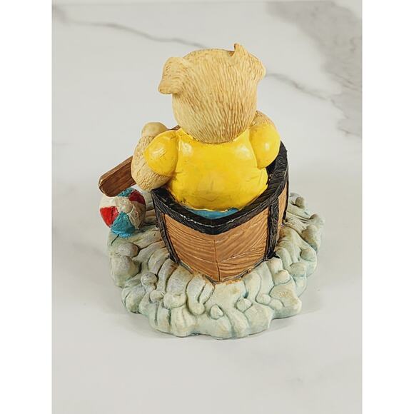 Piglet Pig Piggy Rowing On A Boat Figurine 4 1/4" Year 80s Home Decor Vintage - Picture 5 of 12